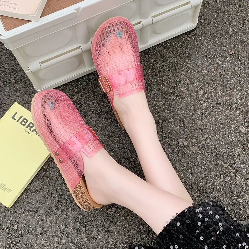 Women Casual Breathable Design Slip On Mules Jelly Mules Sandals