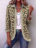 Chic Leopard Print Ruffled Jacket