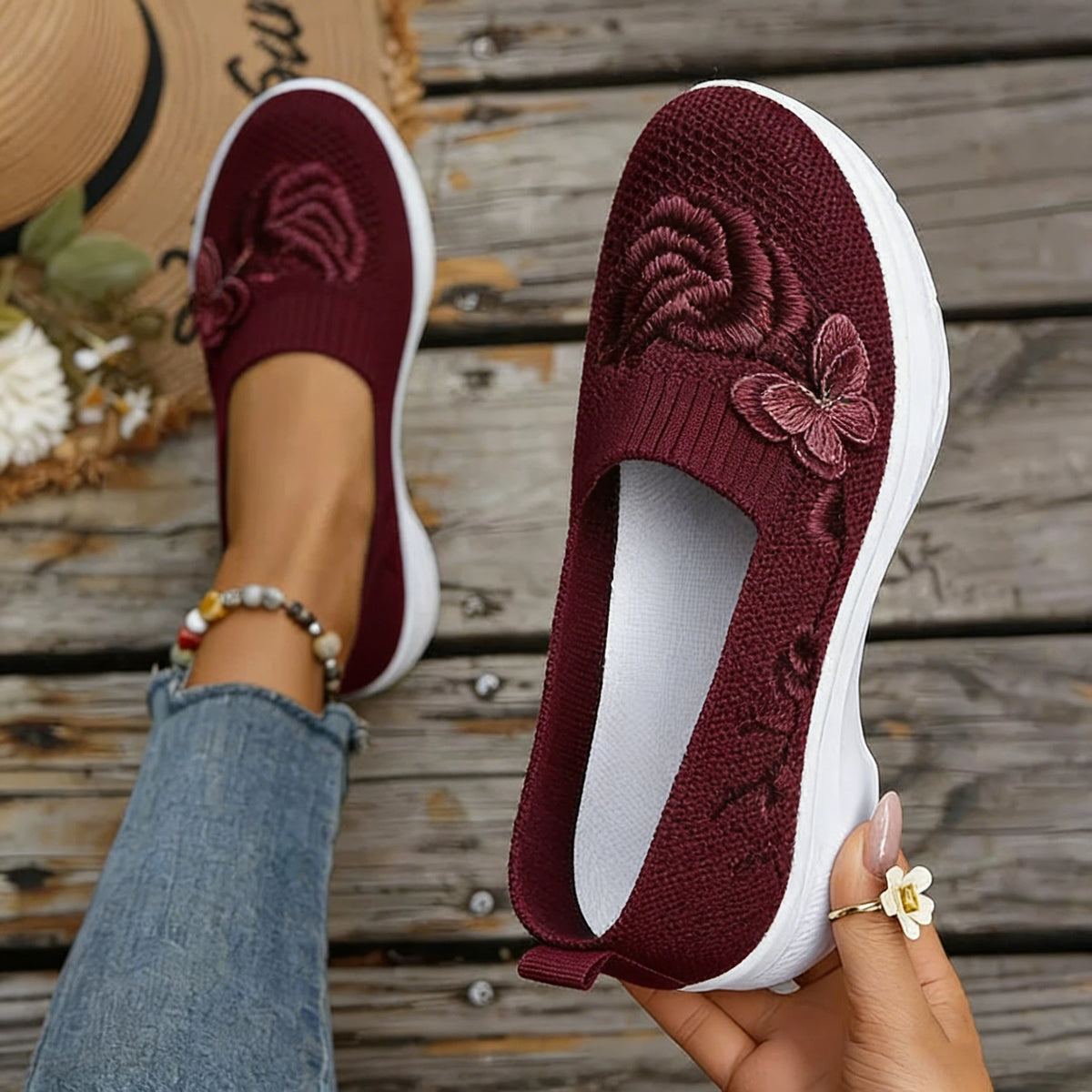 Women's Butterfly Embroidered Loafers
