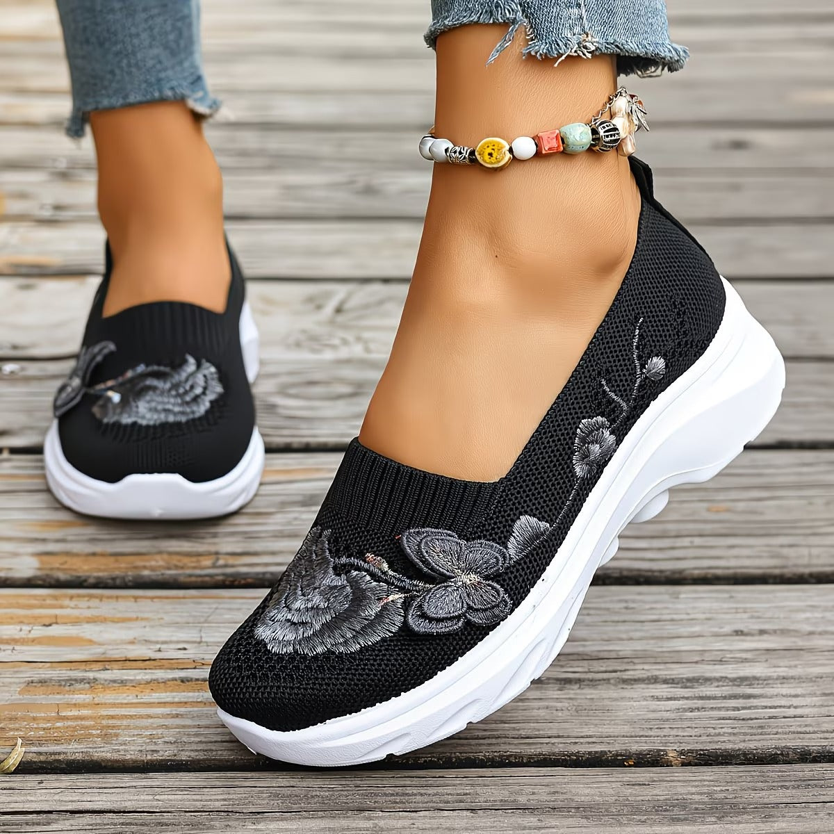 Women's Butterfly Embroidered Loafers