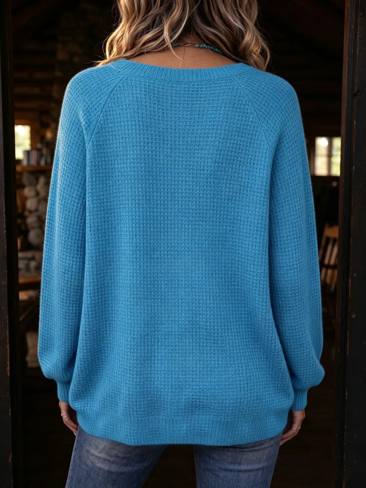 Cozy Waffle Knit Henley Top