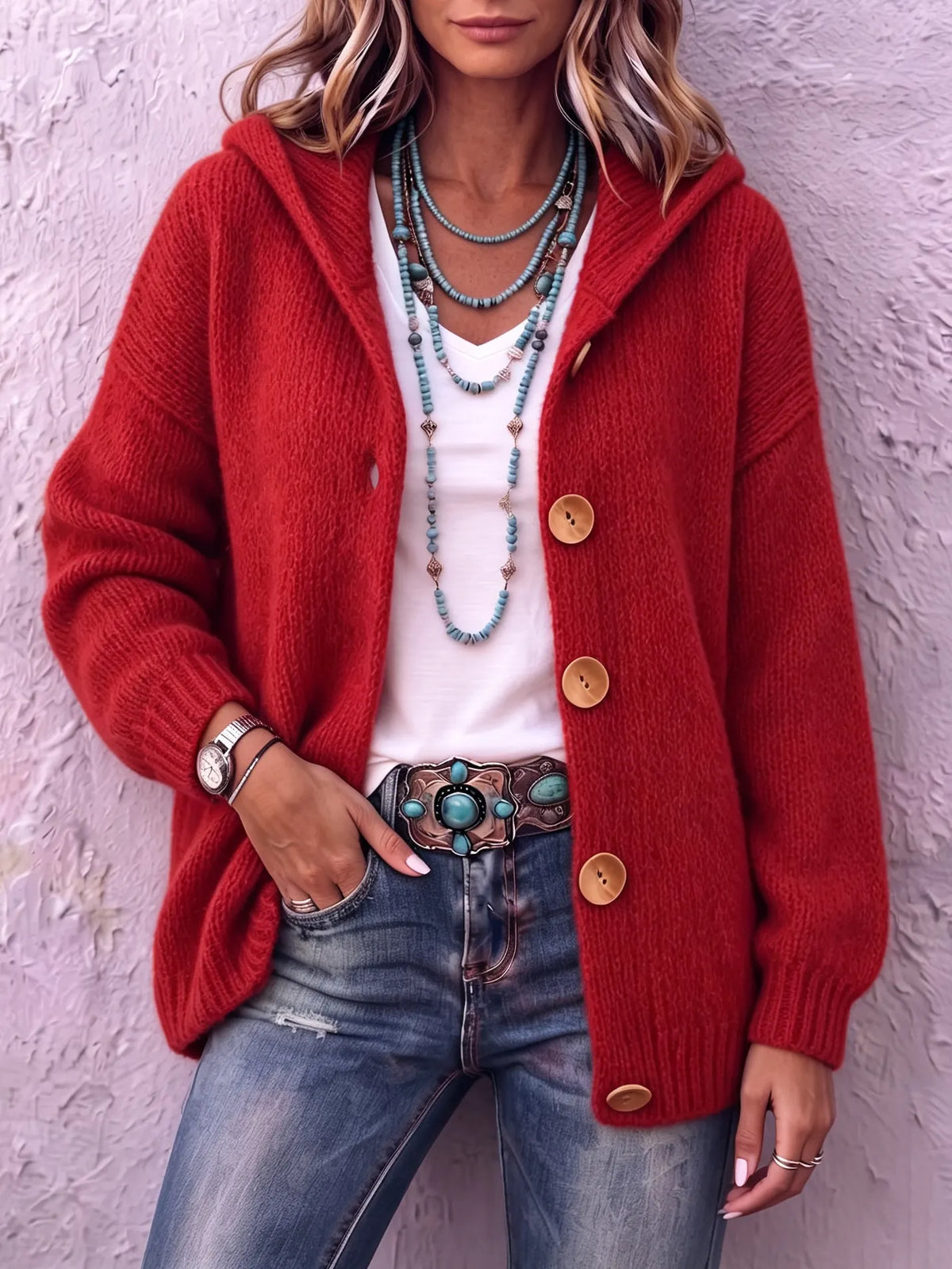 Cozy Chic Hooded Knit Cardigan