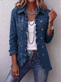 Bohemian Vintage-style Floral Embossed Print Ruffled Linen-cotton Jacket