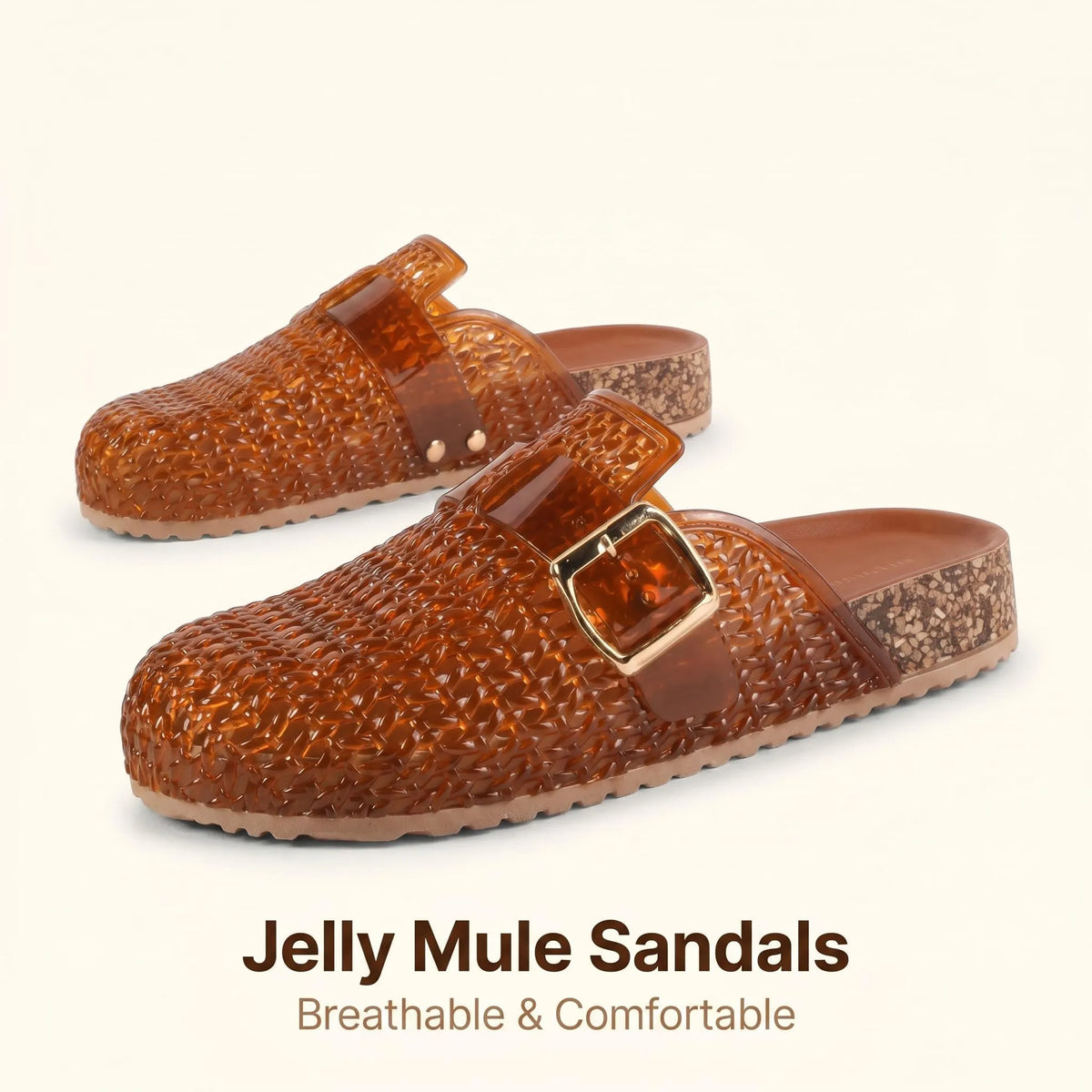 Women Casual Breathable Design Slip On Mules Jelly Mules Sandals