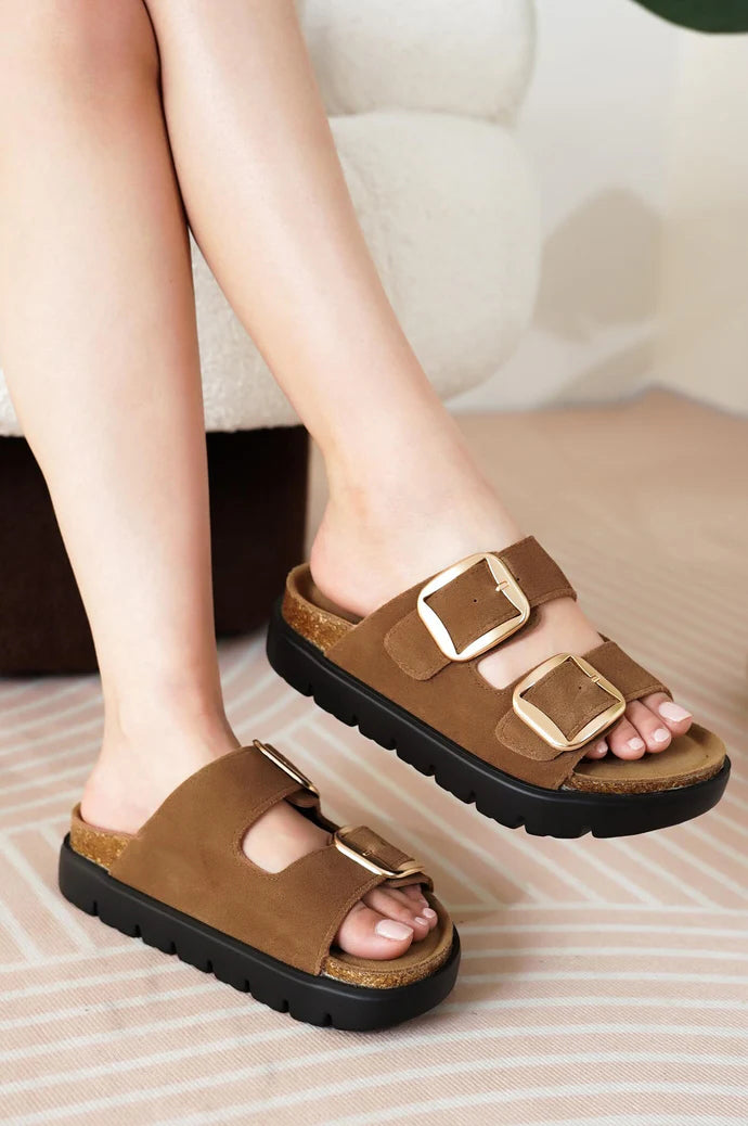 Women's Genuine Leather Flatform Platform Sandals
