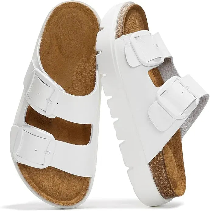 Women's Genuine Leather Flatform Platform Sandals