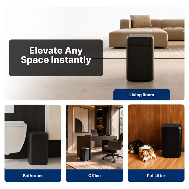 Touchscreen, Self-Sealing Smart Trash Can