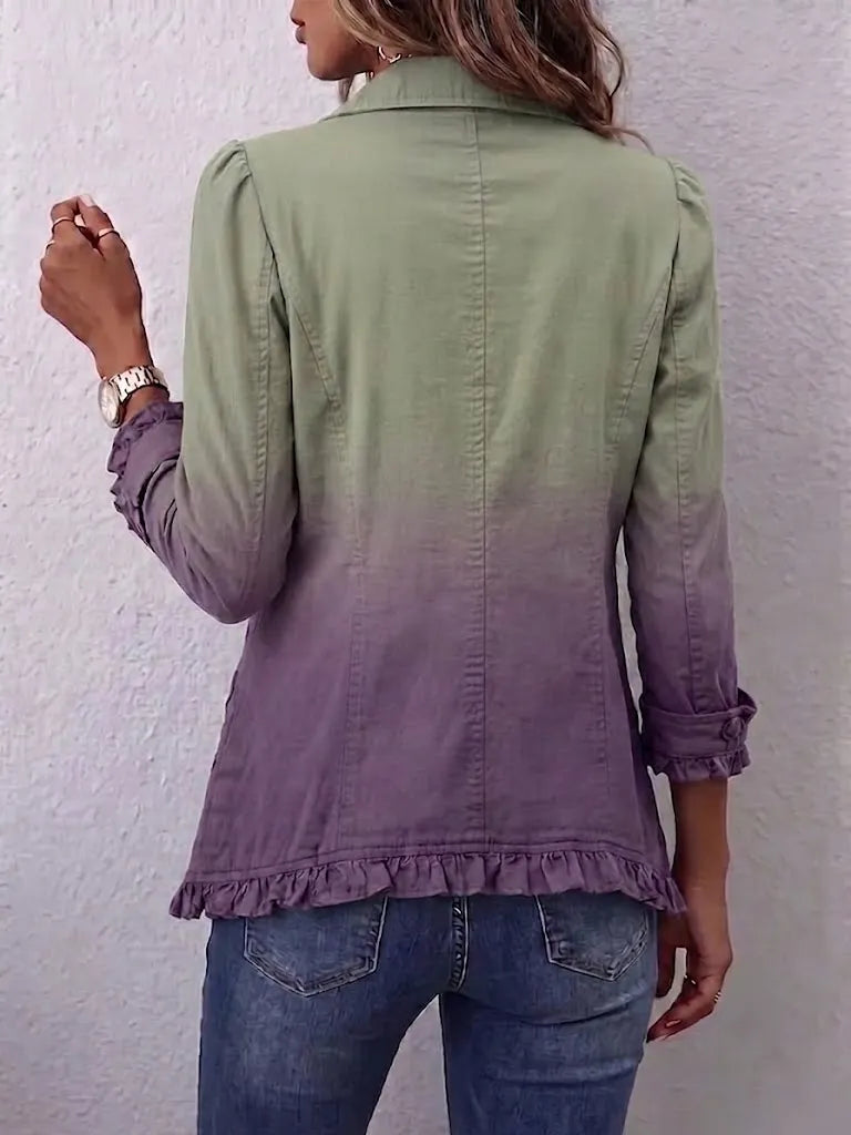 Boho-style Vintage Floral Print Ruffled Jacket