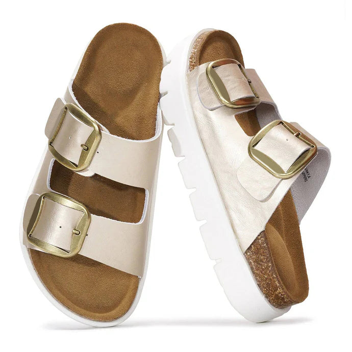 Women's Genuine Leather Flatform Platform Sandals