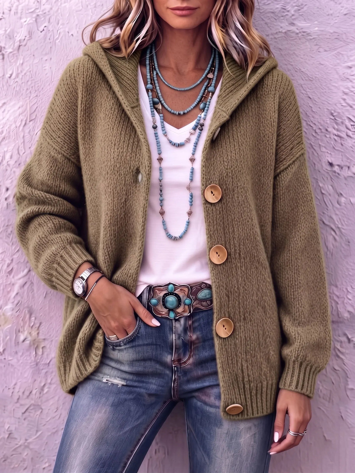 Cozy Chic Hooded Knit Cardigan