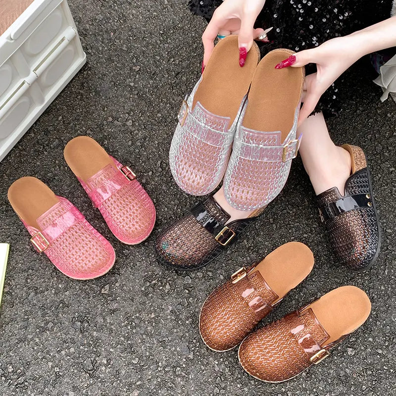 Women Casual Breathable Design Slip On Mules Jelly Mules Sandals
