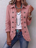 Western Boho Chic Ruffled Open-Front Cotton Jacket