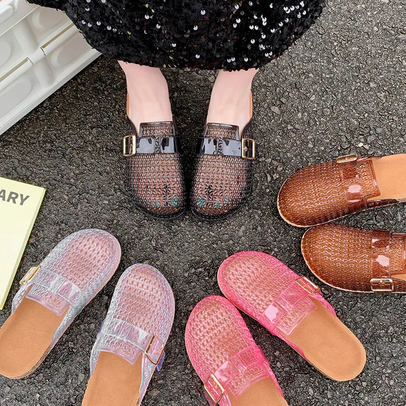 Women Casual Breathable Design Slip On Mules Jelly Mules Sandals
