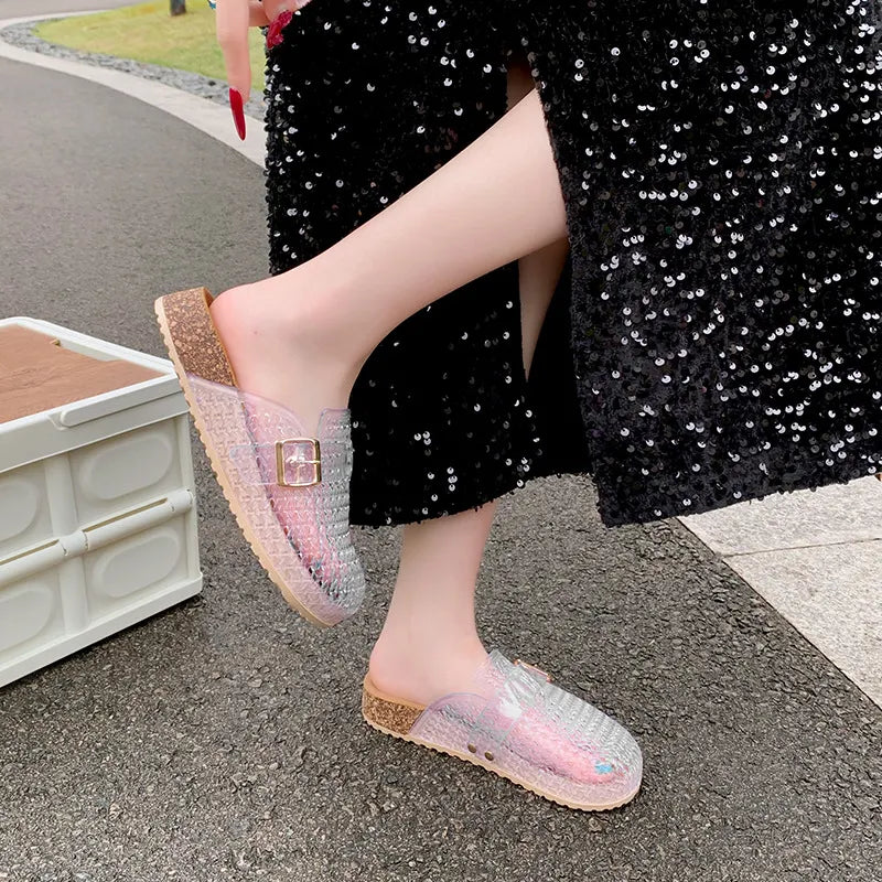 Women Casual Breathable Design Slip On Mules Jelly Mules Sandals