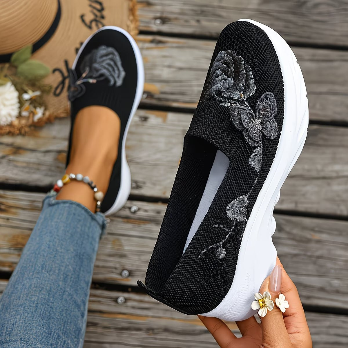 Women's Butterfly Embroidered Loafers