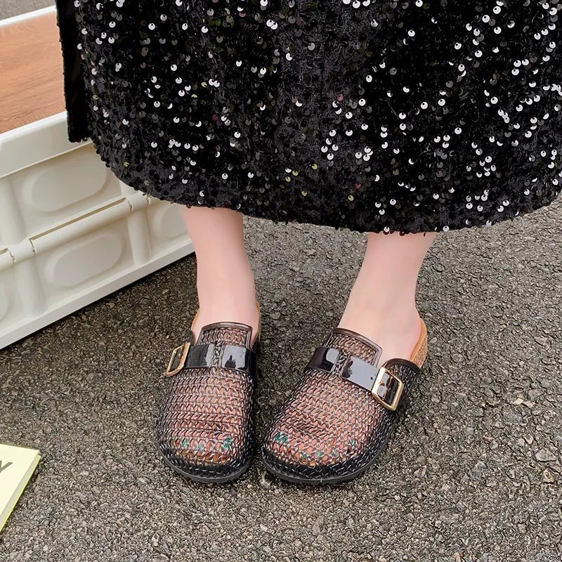 Women Casual Breathable Design Slip On Mules Jelly Mules Sandals