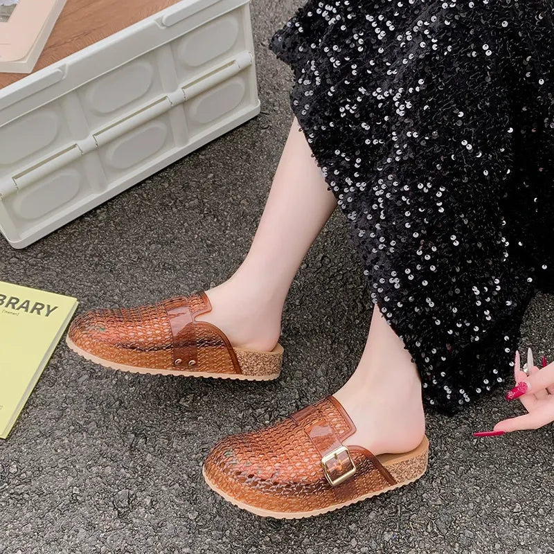 Women Casual Breathable Design Slip On Mules Jelly Mules Sandals